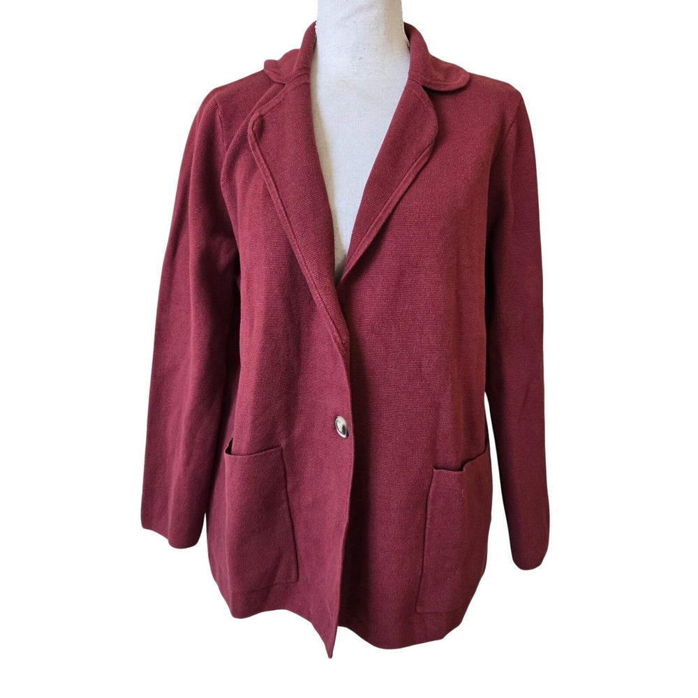 J.Crew Sweater Blazer Jacket Womens Small Burgundy Knit Career Office